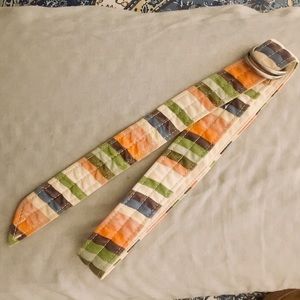 Multi-colored Striped D-Ring Buckle Fabric Belt